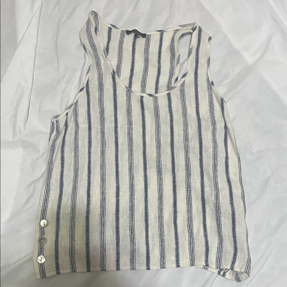 DREW Blue and White Striped Tank Top